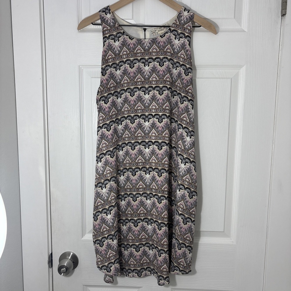 Pink Republic Sleeveless Shift Dress Boho Tribal Multi-colored Lined Size XL